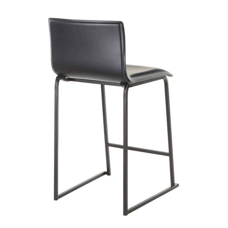 Set of 2 26" Mara Contemporary Counter Height Barstools Black - LumiSource: Faux Leather, Metal Base, Built-in Footrest