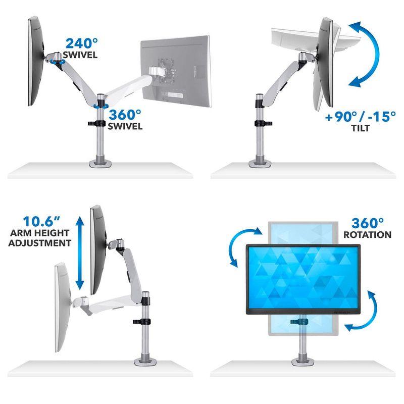 Mount-It! Single Monitor Desk Mount With Gas Spring Arm | Clamp Base | Modular Design For Future Expansion | Premium Aluminum Cast