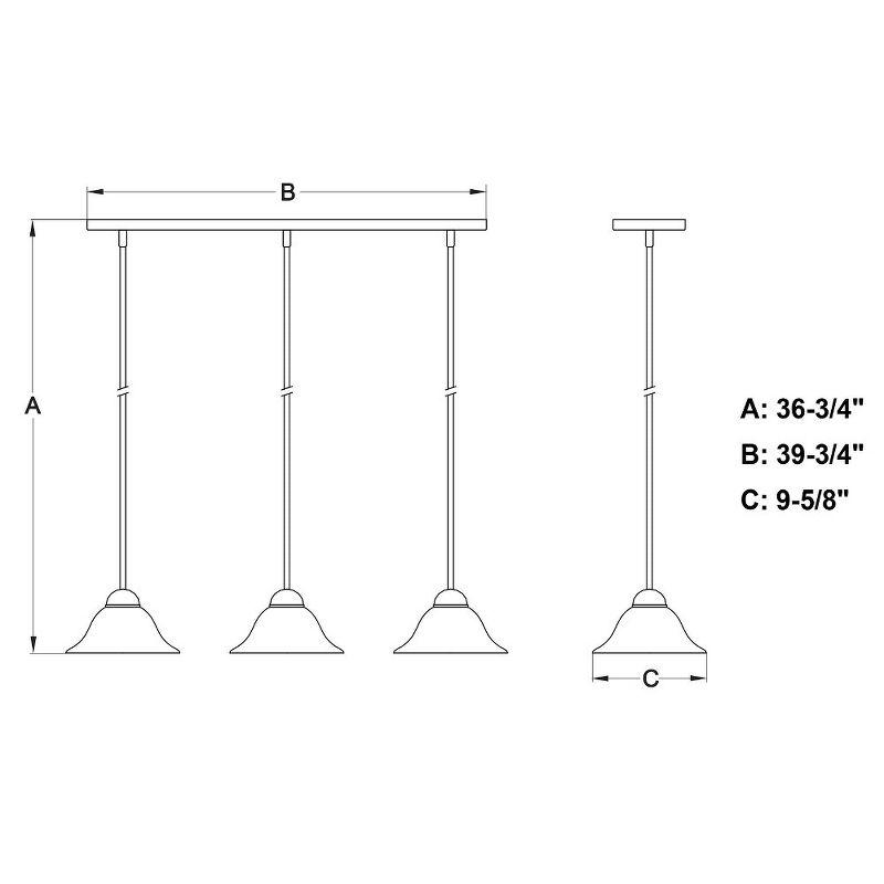 Sophisticated Brushed Nickel Linear Chandelier with Alabaster Glass Shades