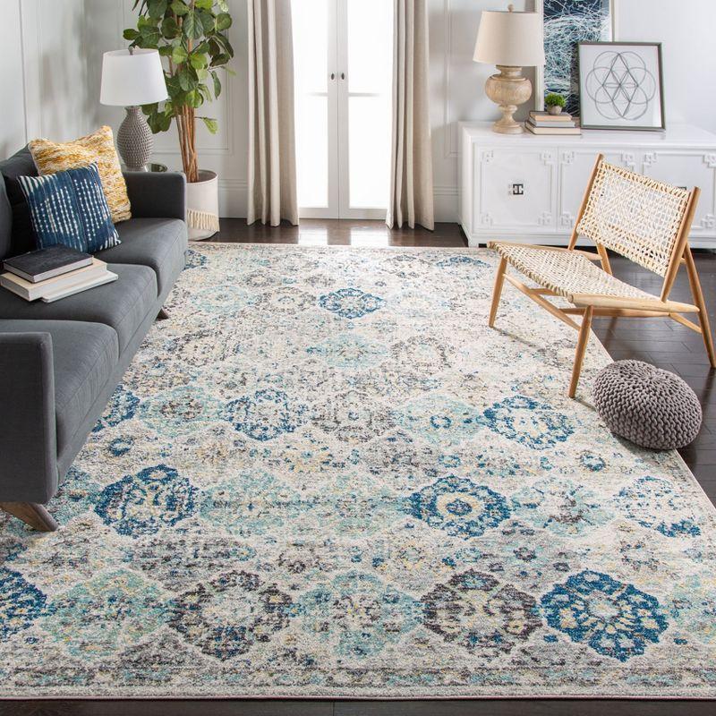 Madison MAD611 Power Loomed Indoor Area Rug - Ivory/Aqua - 9'x9' - Safavieh