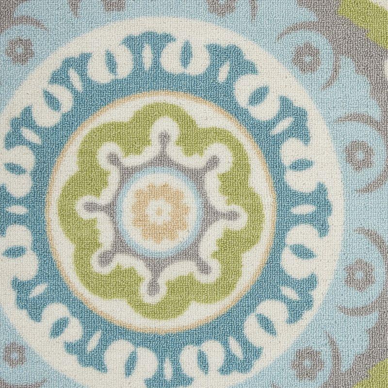 Waverly Sun & Shade "Solar Flair" Jade Indoor/Outdoor Area Rug by Nourison SND16 5'3" x 5'3"