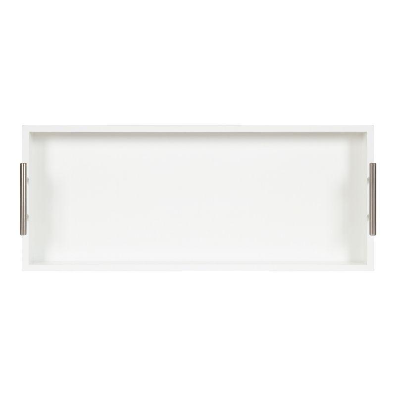 Kate and Laurel Lipton Tray, 10x24, White and Silver