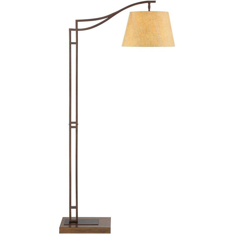 Tahoe 60" Bronze Metal & Faux Leather Industrial Arc Floor Lamp