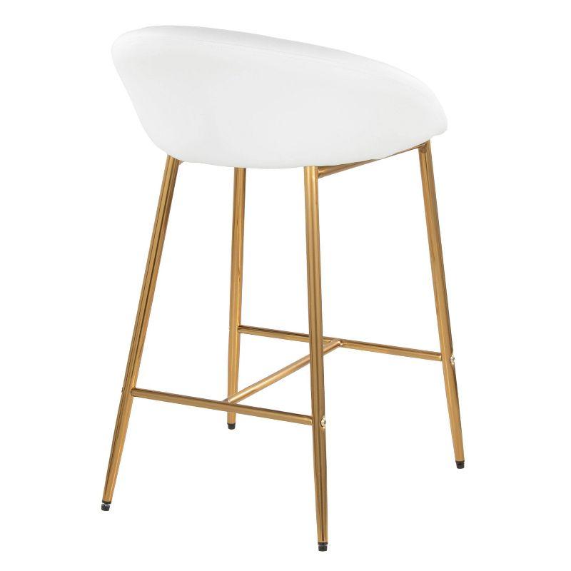 LumiSource Set of 2 26" Matisse Glam Counter Height Barstools Gold Metal Frame/White Faux Leather