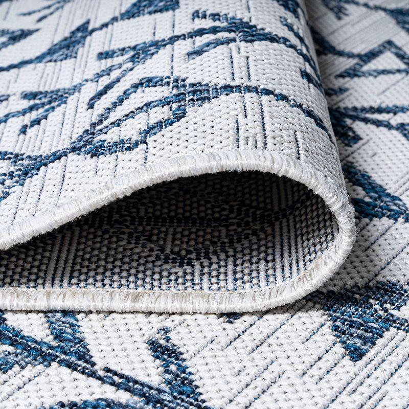 2'x8' Tokay Bohemian Styled Geometric Indoor/Outdoor Runner Rug, Ivory/Blue - JONATHAN Y