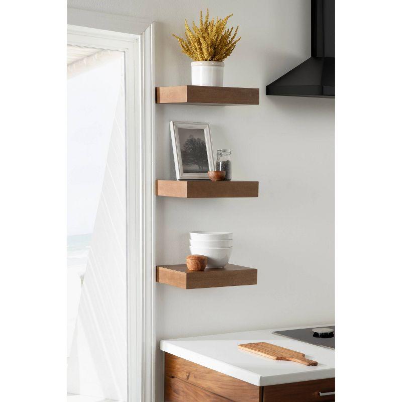 Kate & Laurel All Things Decor (Set of 3) 12" Havlock Wood Floating Shelves Rustic Brown
