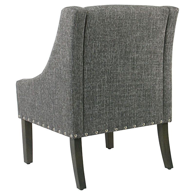 Modern Swoop Accent Chair with Nailhead Trim Slate Gray - HomePop: Upholstered, Dark Walnut Wood Legs, 250lb Capacity