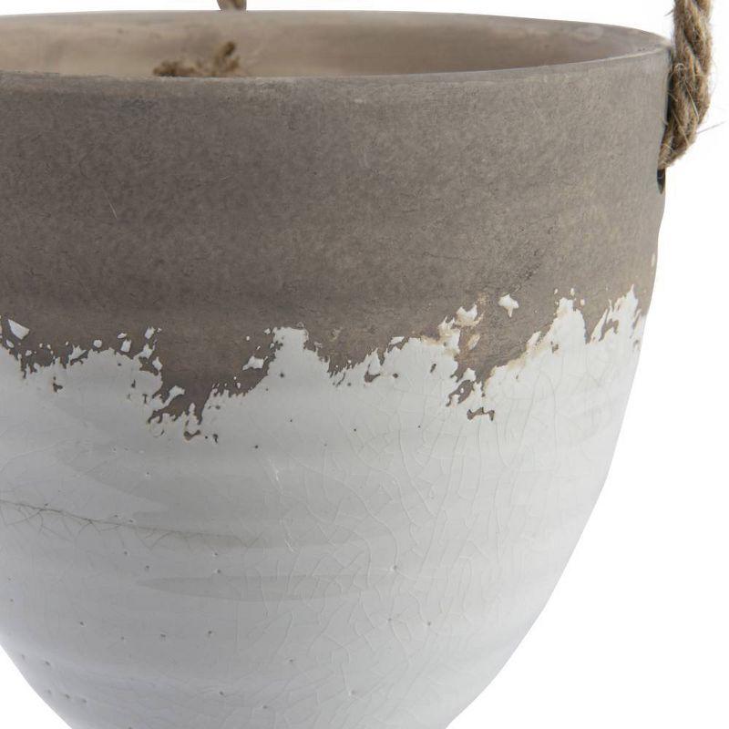 Jute Hanging Planter (8.5") - Storied Home: Indoor Bohemian Stoneware, No Assembly, Ceiling Mount