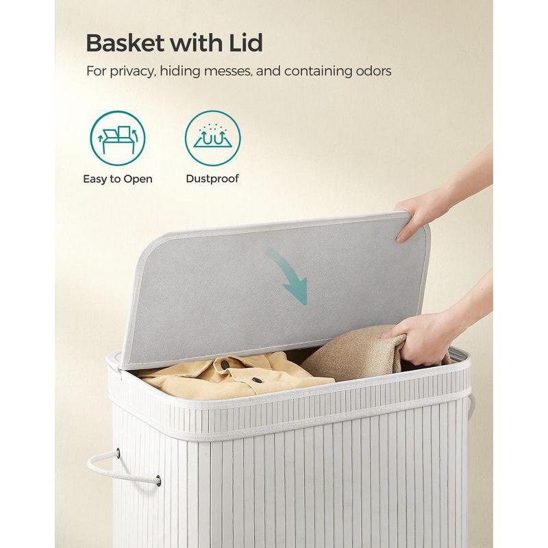 SONGMICS Laundry Hamper with Lid Bamboo Laundry Basket with Liner Bag