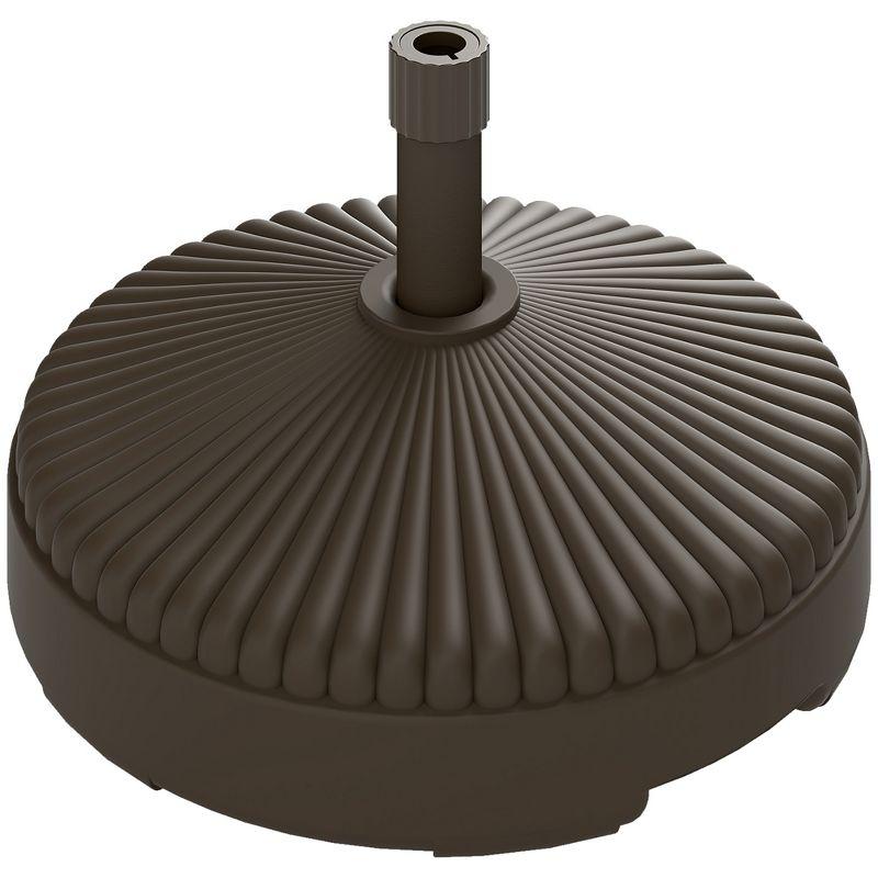 Outsunny Round Patio Umbrella Base Holder Outdoor Umbrella Stand, Filled Up to 62lbs with Stand or 51lbs with Water for Garden Poolside, Brown