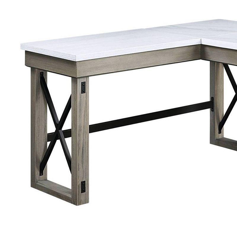 67" Talmar Marble Top Writing Desk with File Drawer, Wood Base - Acme Furniture