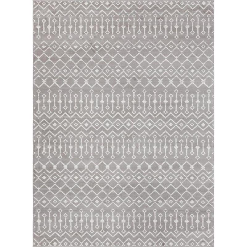 Light Gray Rectangular Synthetic Trellis Area Rug