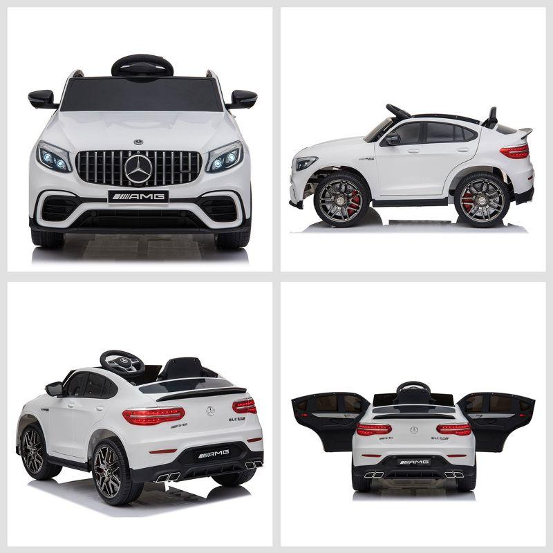 Aosom 12V Ride On Toy Car for Kids with Remote Control, Mercedes Benz AMG GLC63S Coupe, 2 Speed, with Music, Electric Light, White