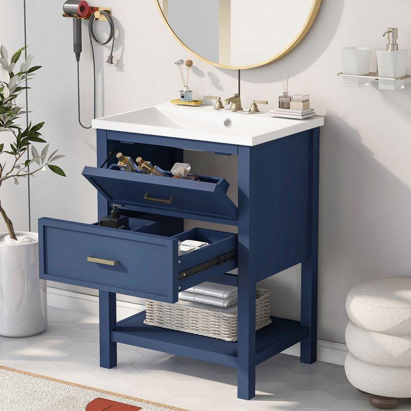 24'' Blue Porcelain Sink Vanity with MDF Cabinet