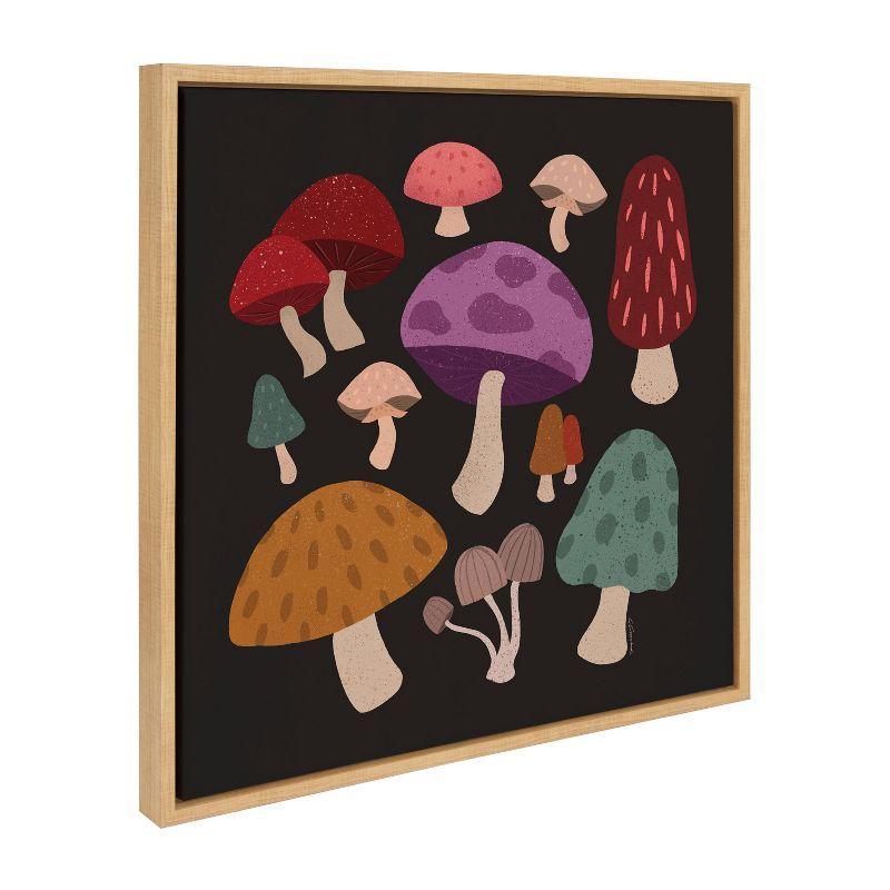 Kate & Laurel All Things Decor 22"x22" Sylvie Forest Mushrooms Dark Framed Canvas Wall Art by Carey Copeland: Enchanted Decor