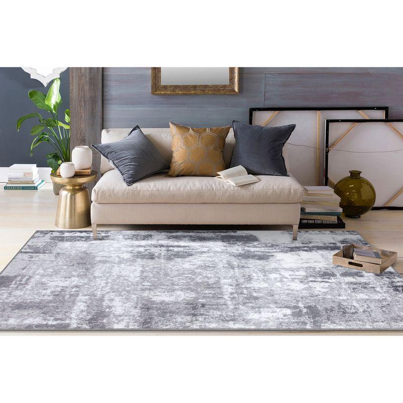 World Rug Gallery Contemporary Abstract Distressed Area Rug