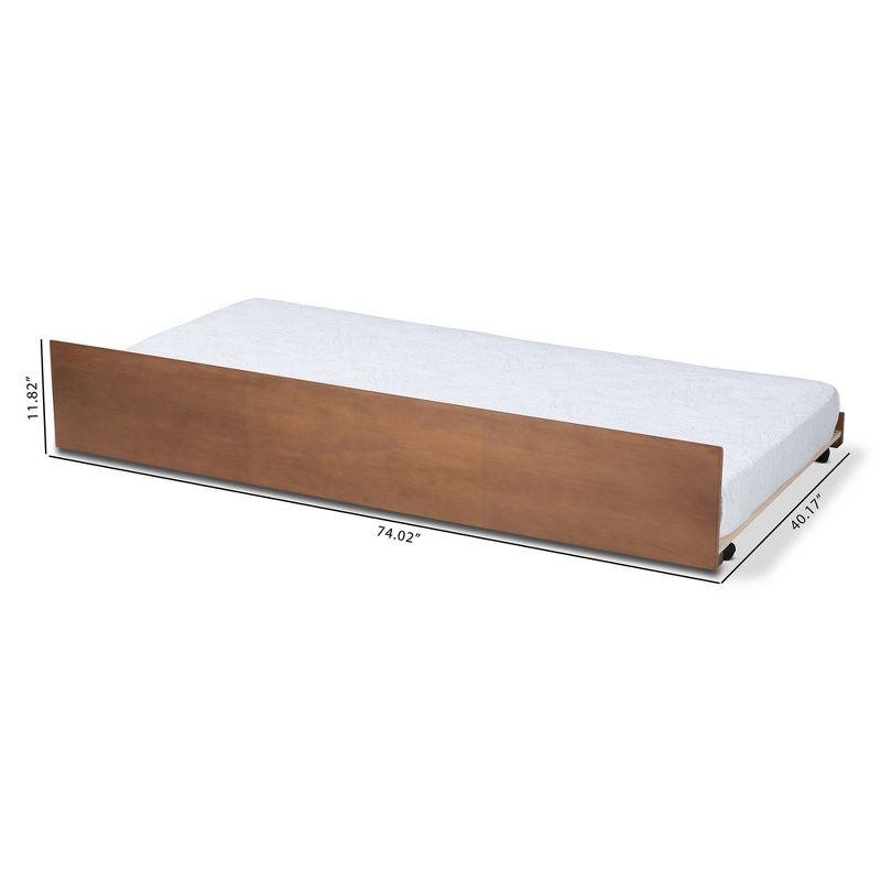 Twin Toveli Trundle Bed Ash Walnut - Baxton Studio: Rubberwood & MDF Frame, No Box Spring Needed