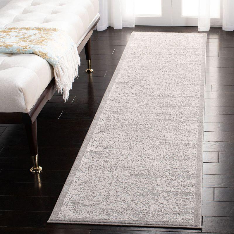 Elegant Vintage Grey & Beige 2' x 8' Synthetic Runner Rug