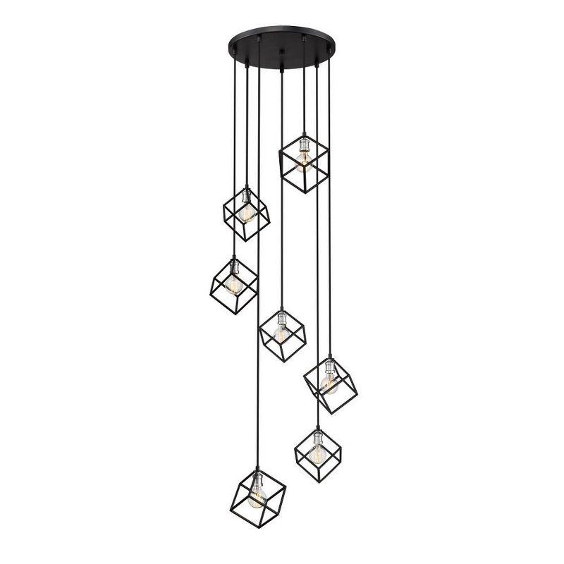 Z-Lite Vertical 7 - Light Chandelier in  Matte Black/Brushed Nickel