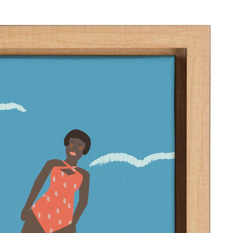 18" x 24" Sylvie Swimmers Framed Canvas by Queenbe Monyei Natural - Kate & Laurel All Things Decor