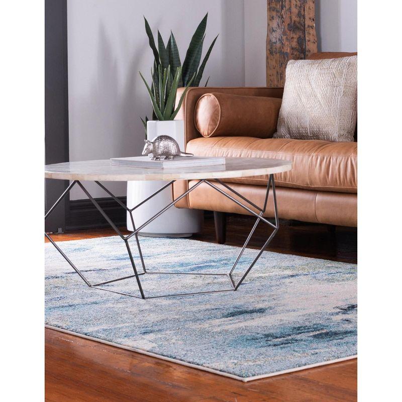 Light Blue and Beige Abstract Rectangular Area Rug