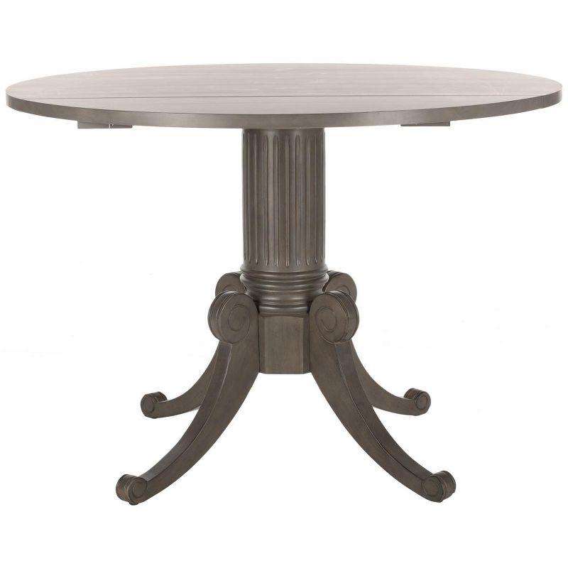 Transitional Forest Carved Scroll 43'' Round Extendable Dining Table in Brown