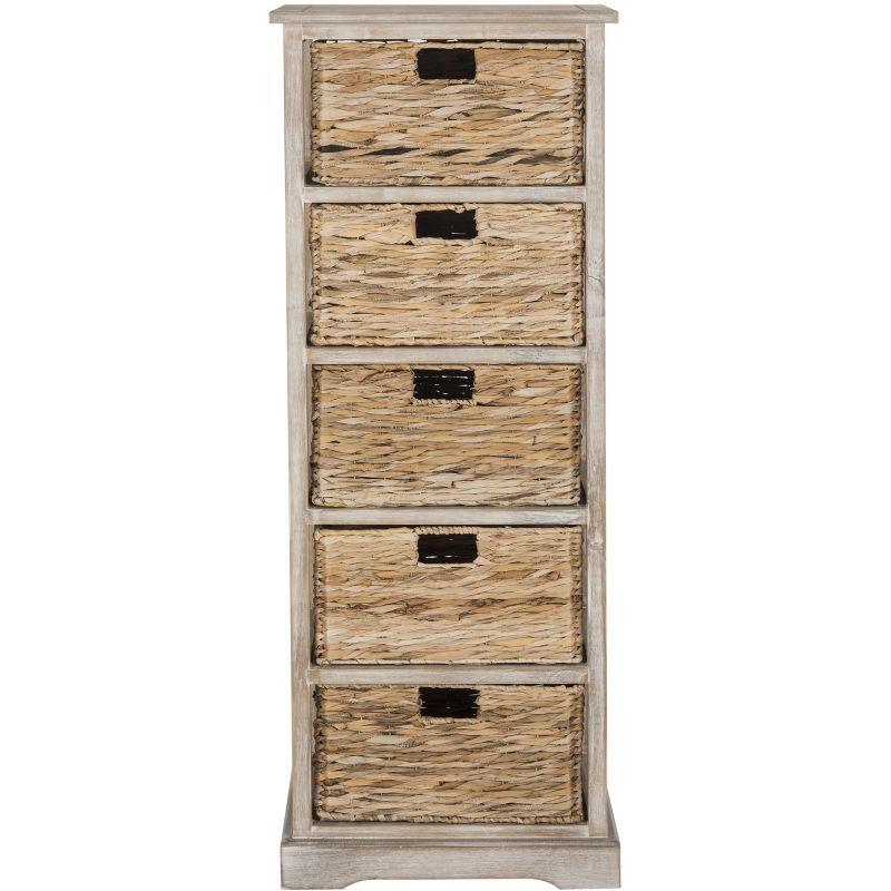 Vedette 5 Wicker Basket Storage Tower - AMH5739 - White Wash - Safavieh Couture