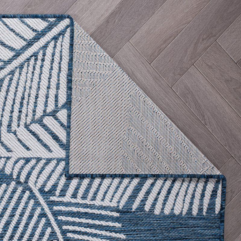 World Rug Gallery Distressed Palm Leaves Textured Flat Weave Indoor/Outdoor Area Rug - NAVY 7'10"X10'