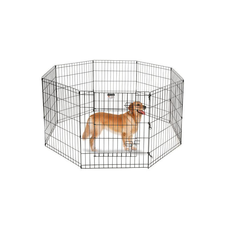 Black Metal 8-Panel Folding Pet Playpen