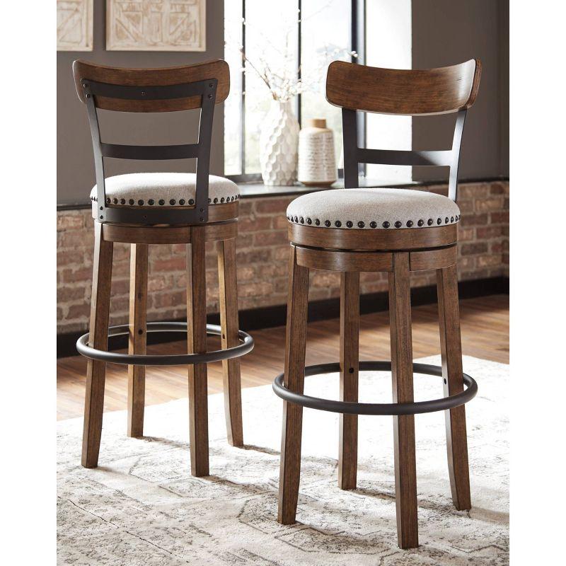 Tall Valebeck Upholstered Swivel Barstool Brown - Signature Design by Ashley: Kitchen Counter Height, Rustic Style