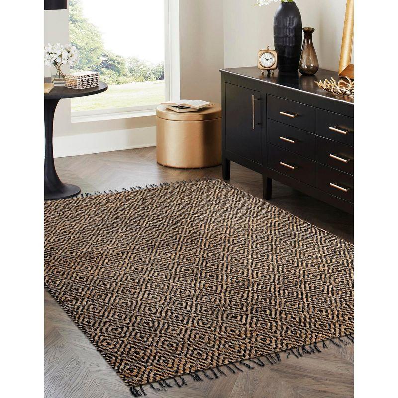 Handmade Black and Natural Braided Jute Rug 9' x 12'