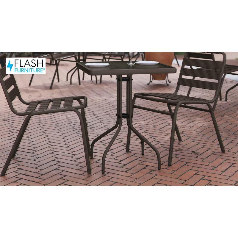 Silver Tempered Glass 47" Outdoor Bistro Table