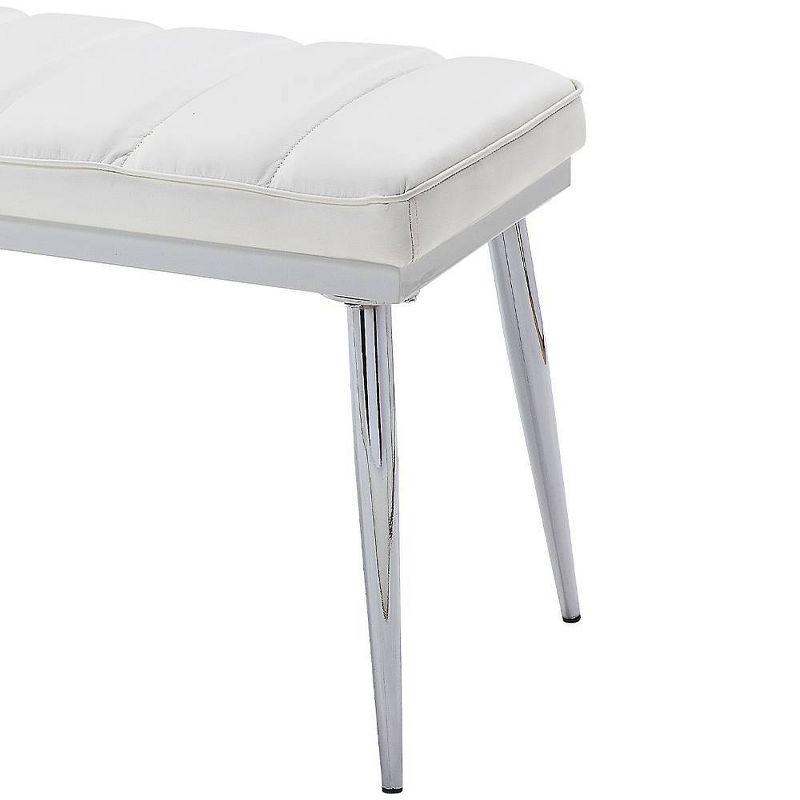 Weizor Bench White Faux Leather/Chrome - Acme Furniture