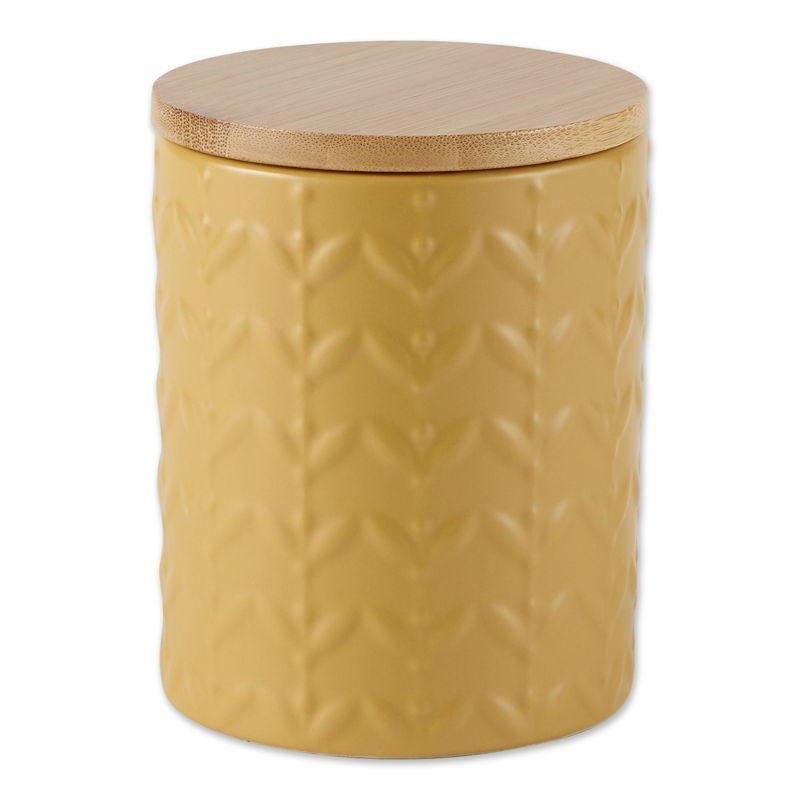 Design Imports Honey Gold Matte Retro Vine Texture Ceramic Canister Set/3