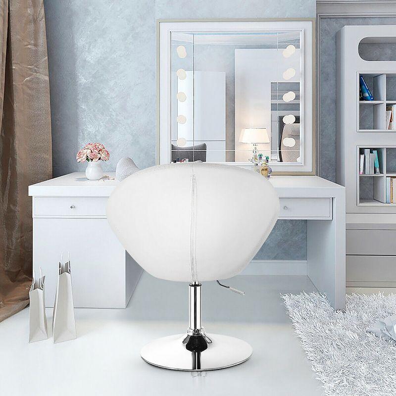 Costway 1PC Adjustable Modern Swivel Round Tufted Back Accent Chair PU Leather White