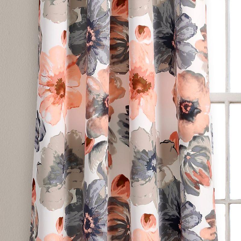 Home Boutique Leah Room Darkening Window Curtains Set - Coral and Gray - 52 x 84