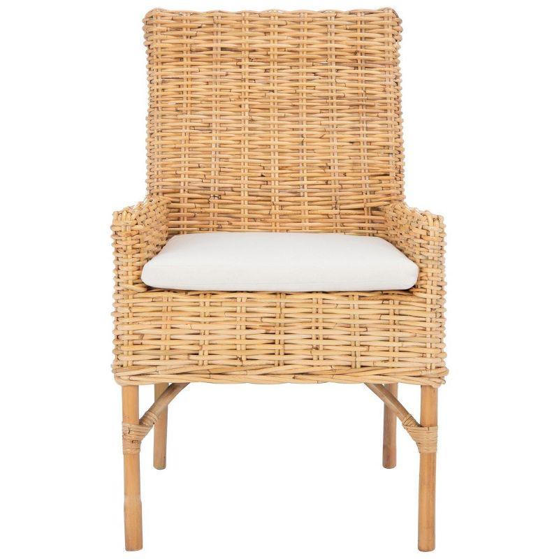 Nancy Natural Rattan Accent Chair with White Cushion