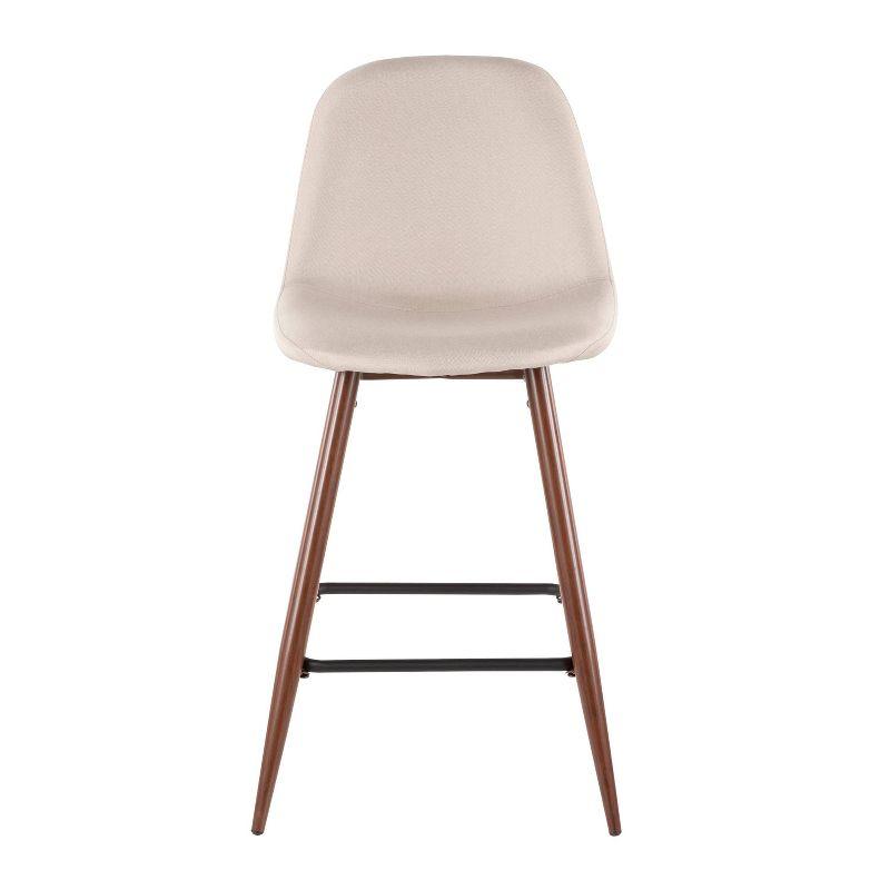 Set of 2 Pebble Mid-Century Modern Counter Height Barstools Beige - LumiSource: Steel Frame, Tapered Legs, Polyester Upholstery