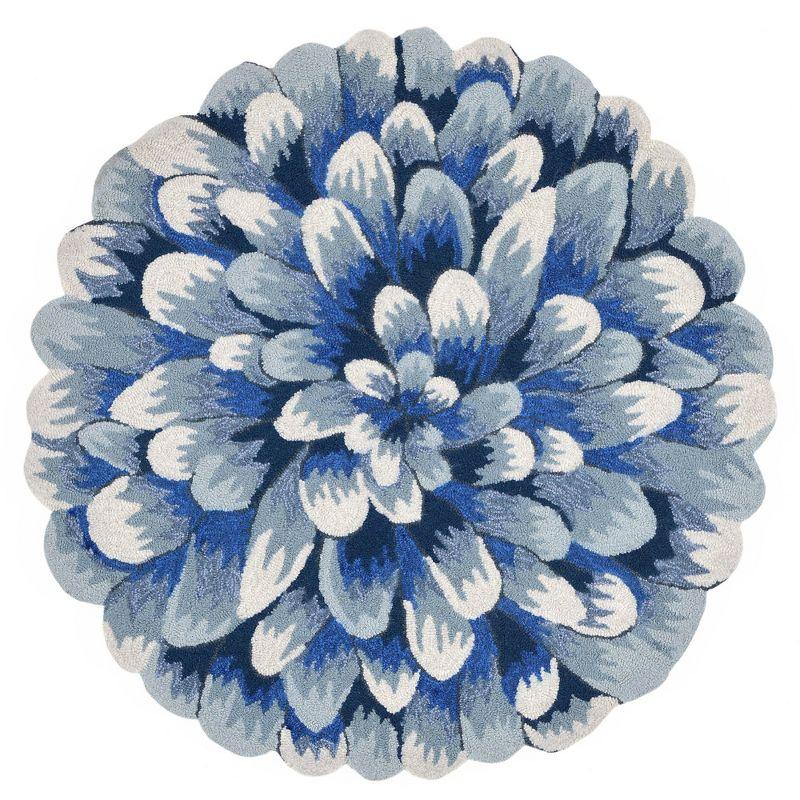 Liora Manne Frontporch Mum Indoor/Outdoor Rug Blue 3' Round