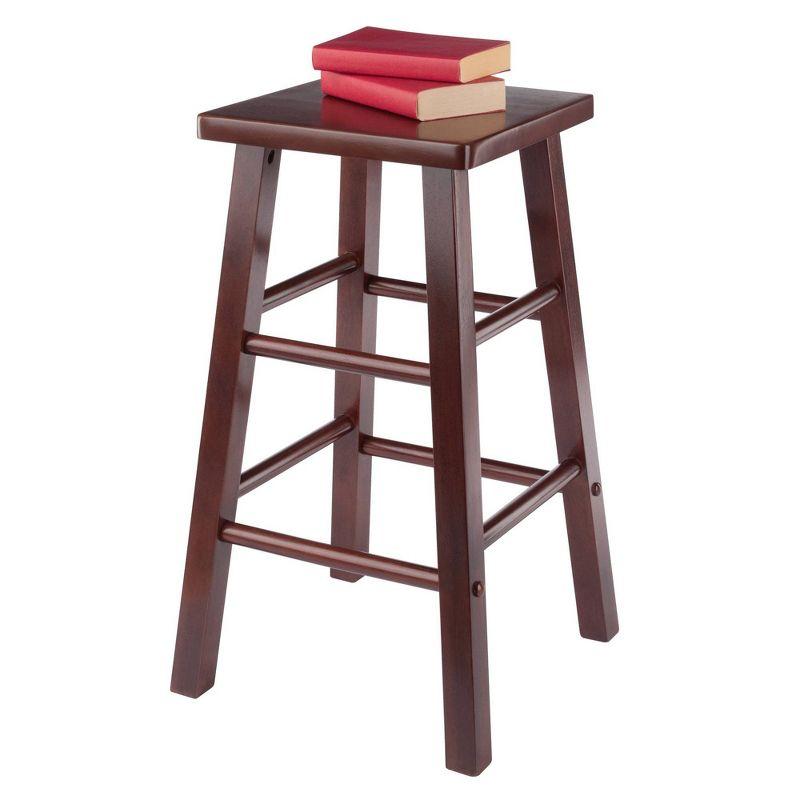 Walnut Wood Square Seat Counter Height Barstool