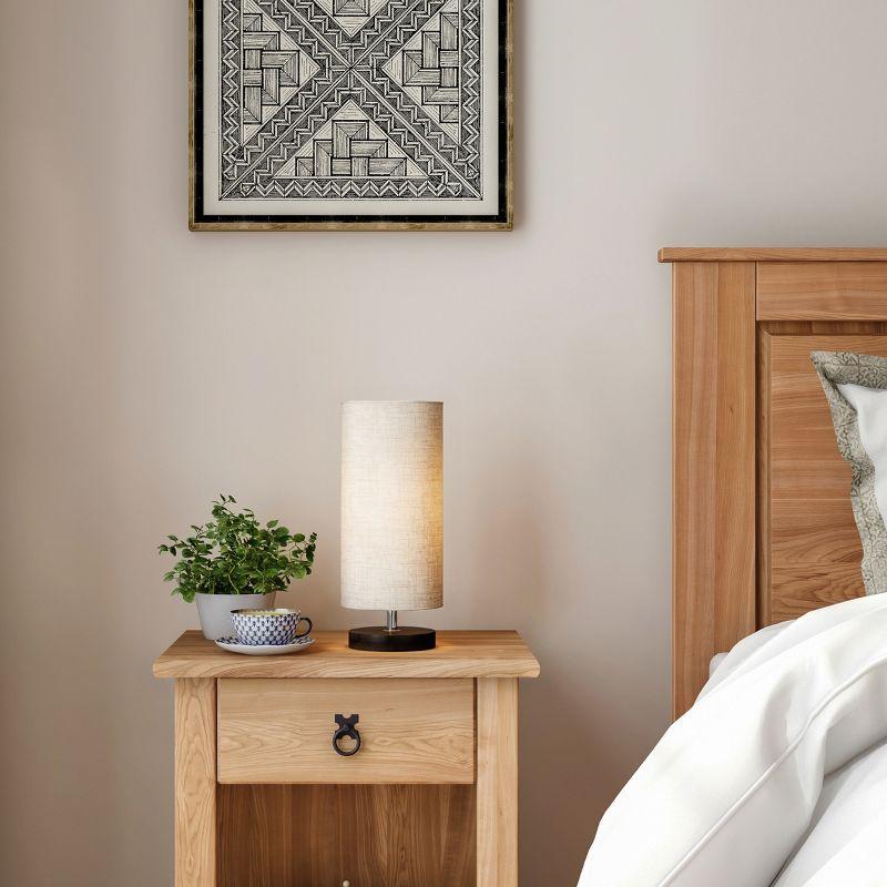 Hastings Home Cylinder Lamp Adjustable Height with Wooden Base and LED Bulb