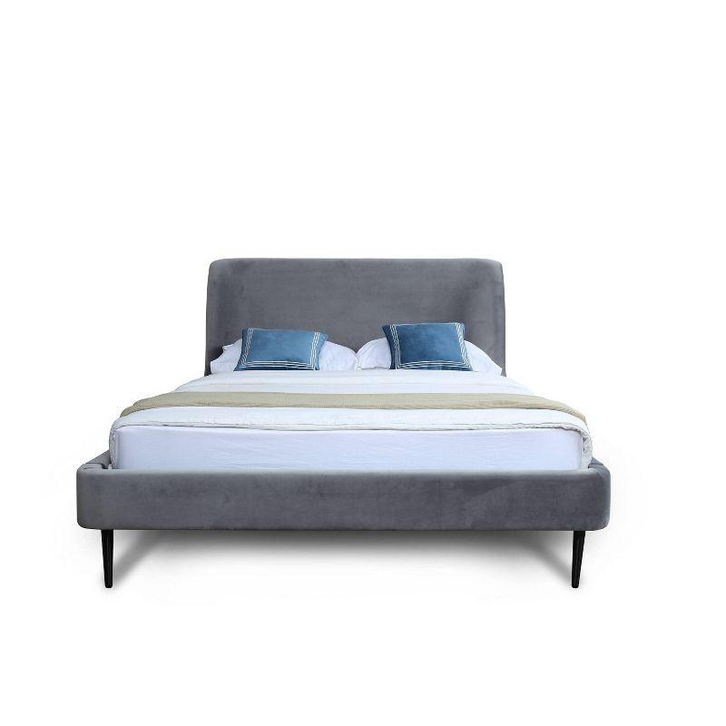 Queen Velvet Upholstered Wood Frame Bed with Headboard