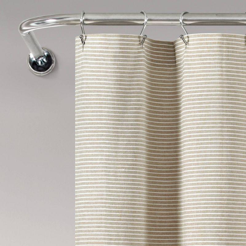 Farmhouse Button Striped Yarn Dyed Woven Cotton Single Shower Curtain - Lush Décor