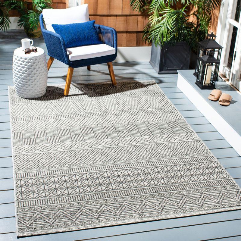 Courtyard Gray 47" Square Non-Slip Synthetic Outdoor Rug