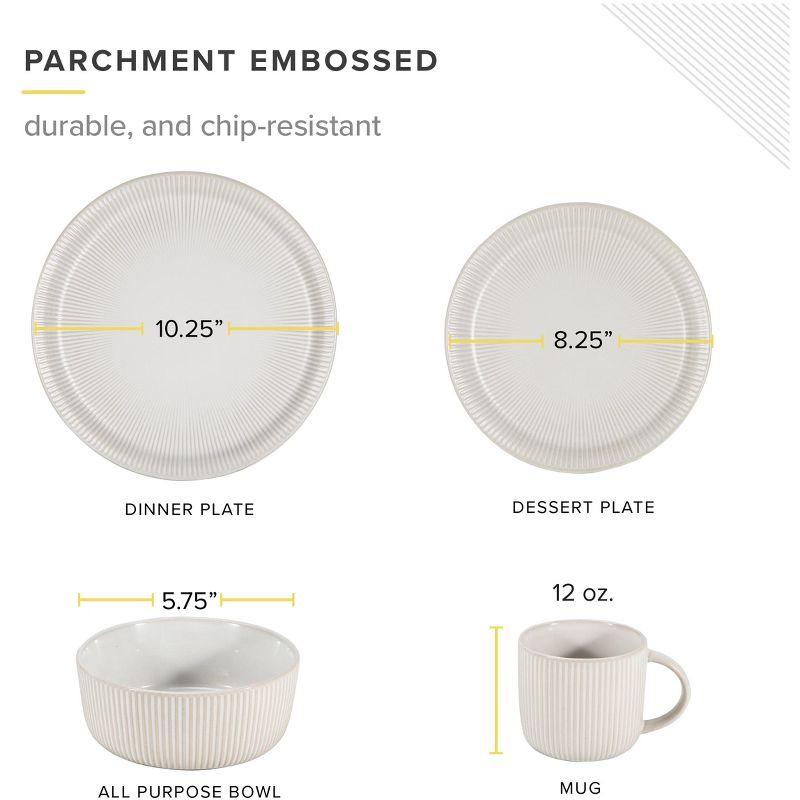 TABLE 12 16-Piece Dinnerware Set, Parchment Embossed Dish Set for 4