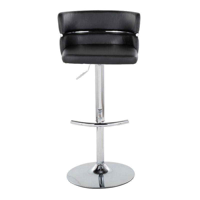 Set of 2 Cinch Adjustable Barstools Chrome/Black - LumiSource: Swivel, Upholstered, Metal Frame, Footrest