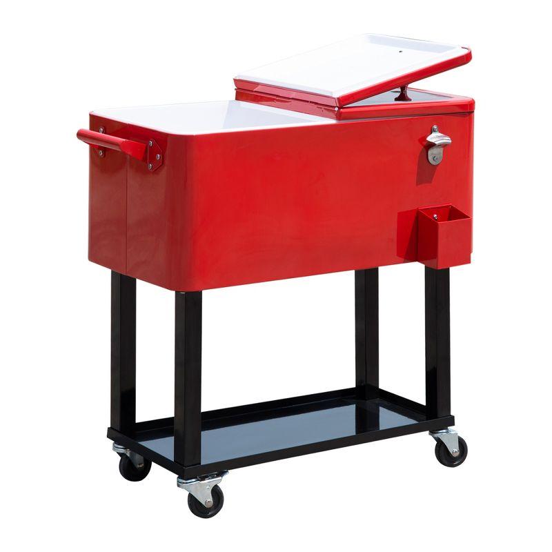 Outsunny 80 Quarts Serving Station / Cart Cooler with wheels