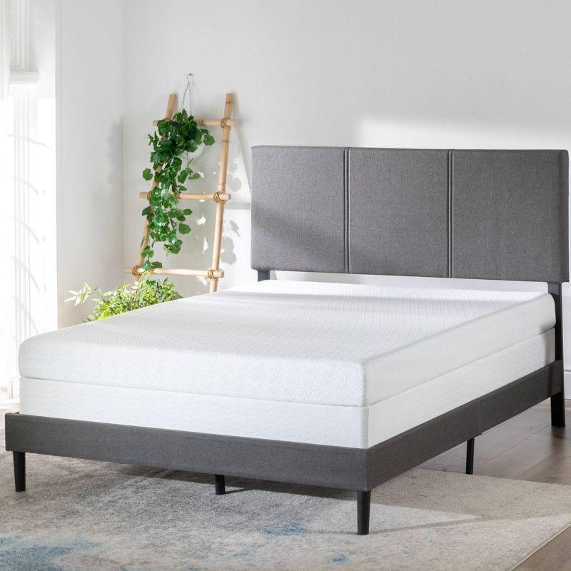 Elegant Dark Grey Upholstered Full Bed Frame with Durable Steel Construction