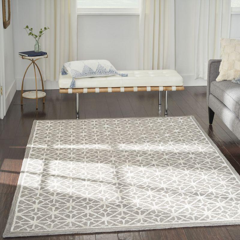 Geometric Handmade Tufted Gray Area Rug