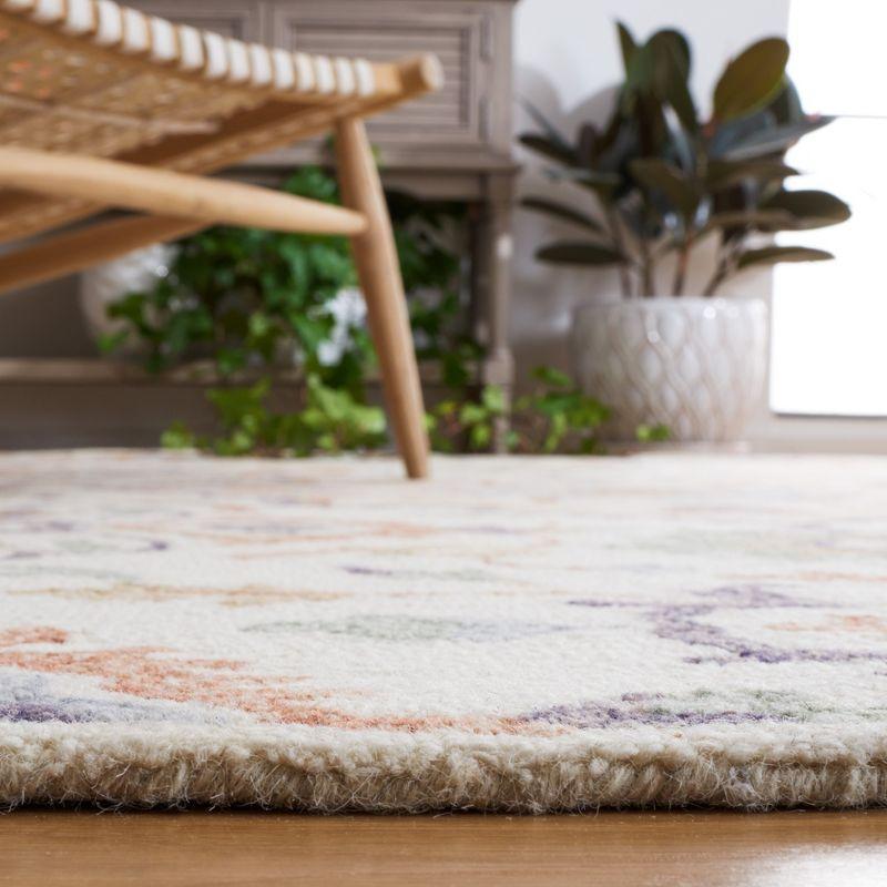 Ivory and Green Hand-Tufted Wool Floral Area Rug